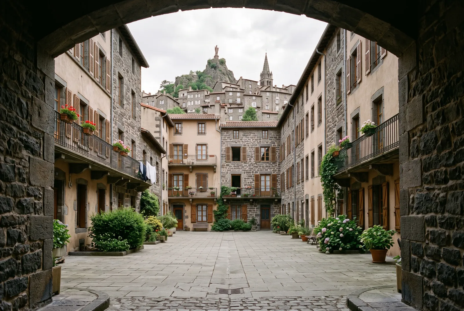 Cour intérieure d'un immeuble au Puy-en-Velay